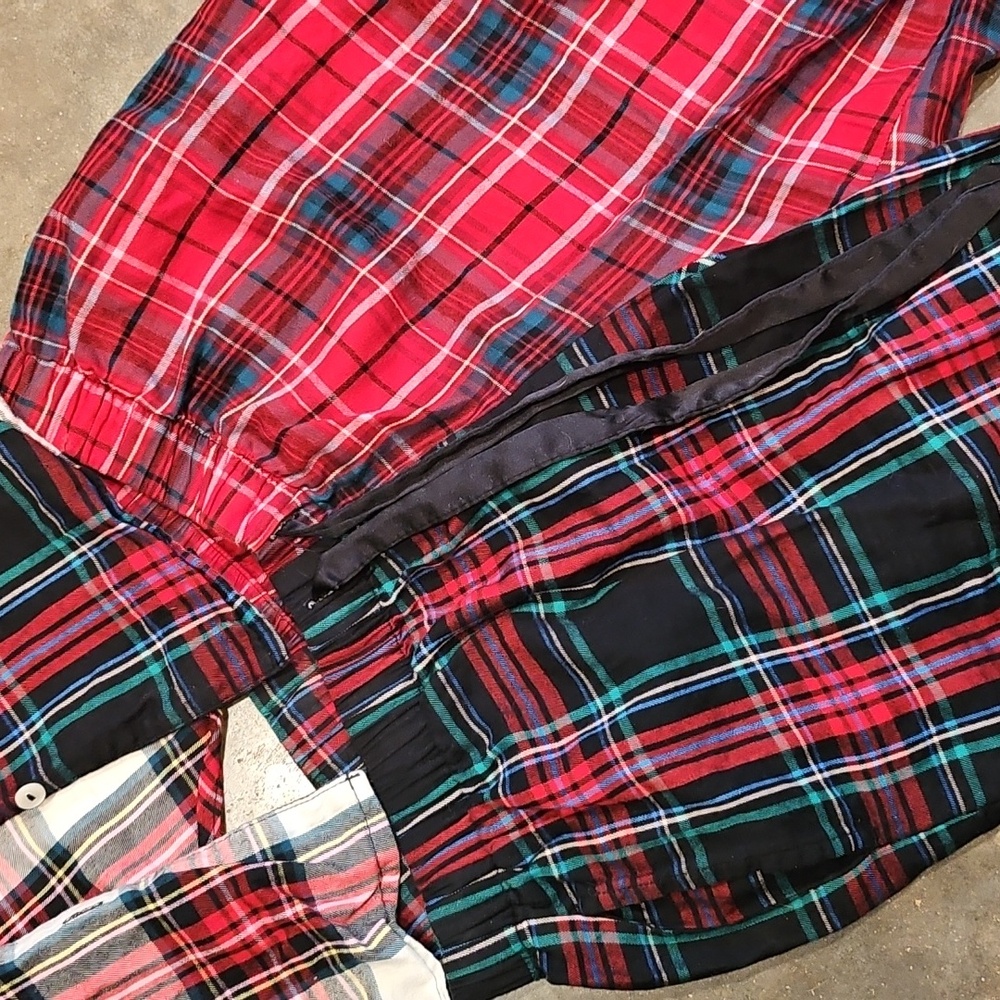 Victorias Secret Dreamer Collared Long Sleeve Flannel Pajama Multi Red Tartan XS - Picture 3 of 12
